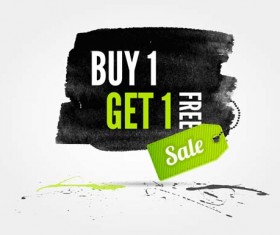 Ink marks with sale elements background vector 07