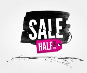 Ink marks with sale elements background vector 08
