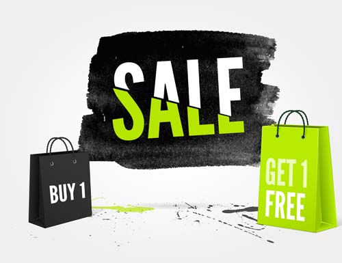 Ink marks with sale elements background vector 10