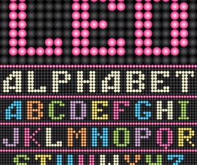 LED styles alphabets with numbers vector material