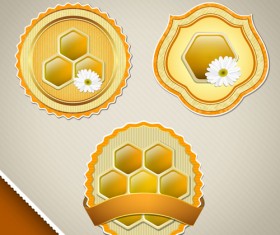 Labels honey yellow vector