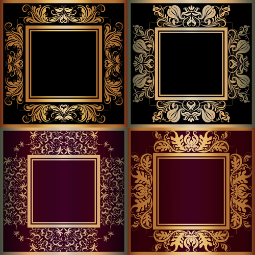 Luxury gold frame with ornaments floral vector