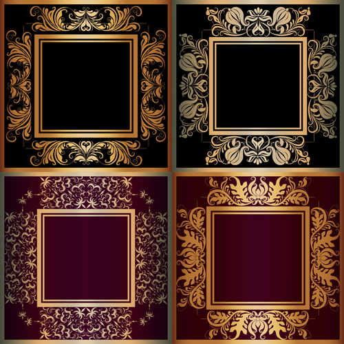 Download Luxury gold frame with ornaments floral vector free download