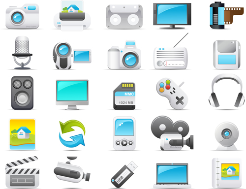 Modern video icons vector material 02