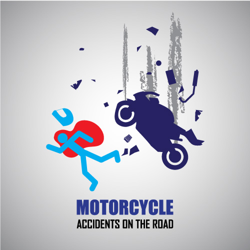 Motorcycle accidents caution logos vector 04