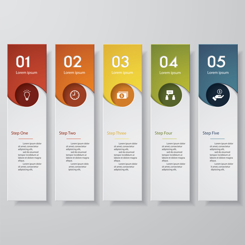 Numbered banners modern template vector 04