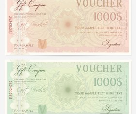 Ornate gift voucher vintage template vector 02