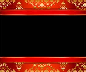 Ornate red with black background vectors 02