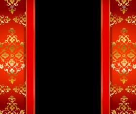 Ornate red with black background vectors 04