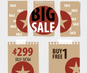 Paper banners sale elements vector 02
