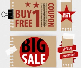Paper banners sale elements vector 04