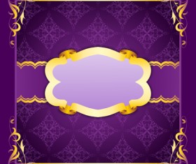 Purple retro background with golden frame vector