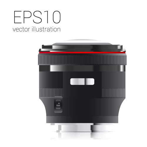 Realistic camera lens vector design set 02