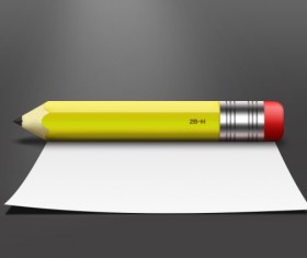 Realistic pencil with paper psd material
