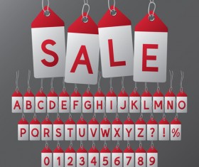Red alphabet with numbers tags vector