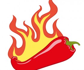 Red hot pepper with fire vector 01