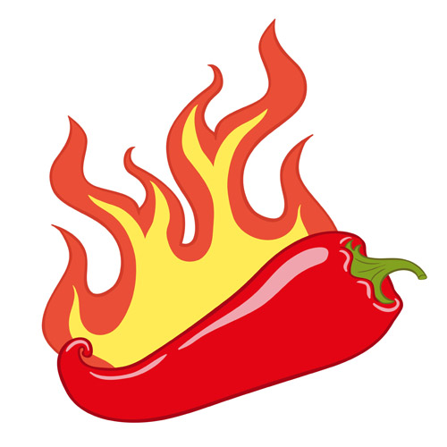 Red hot pepper with fire vector 01