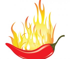 Red hot pepper with fire vector 02