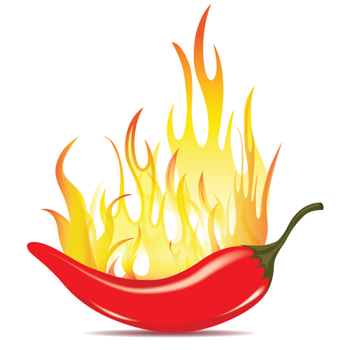 Red hot pepper with fire vector 02