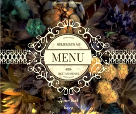 Restaurant menu cover blurs flower vector 01