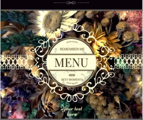 Restaurant menu cover blurs flower vector 02