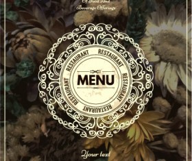 Restaurant menu cover blurs flower vector 03