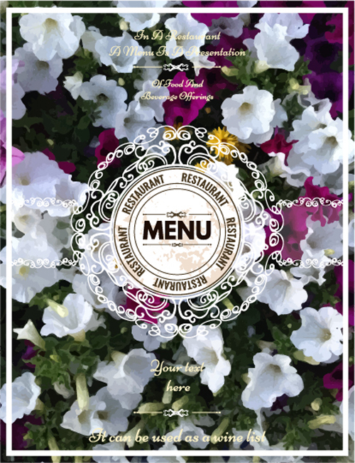 Restaurant menu cover blurs flower vector 04