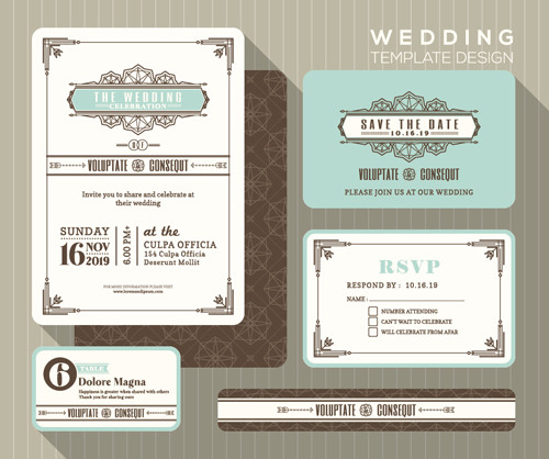 Wedding Invitation vintage cards vector
