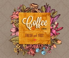 Retro flower labels ornate vector set 02