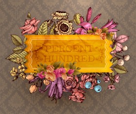 Retro flower labels ornate vector set 06