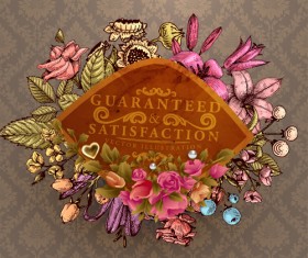 Retro flower labels ornate vector set 07