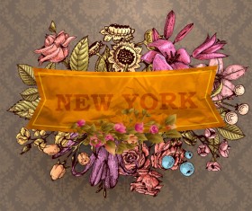 Retro flower labels ornate vector set 08