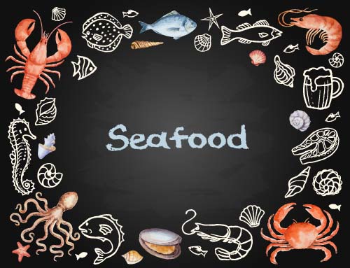 Sea food vintage styles vector 04