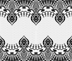 Seamless black lace borders vectors 01