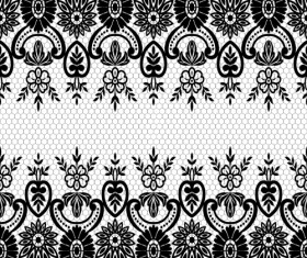 Seamless black lace borders vectors 05