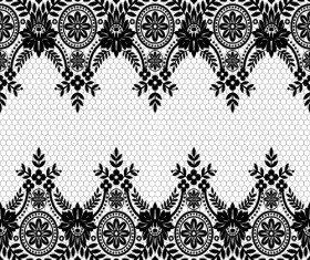Seamless black lace borders vectors 08