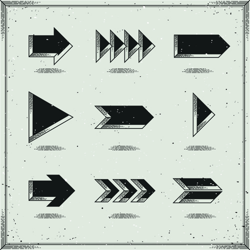 Set of modern arrows design vector material 04