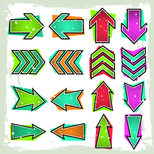 Set of modern arrows design vector material 06