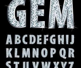 Shining diamond letters vector material 01