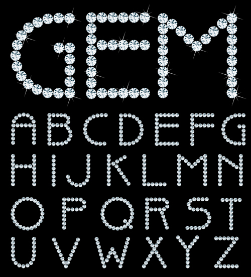 Shining diamond letters vector material 02