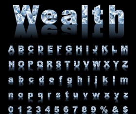 Shining diamond letters vector material 05
