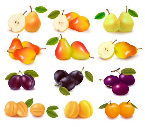 Shiny fruits design vector background 02