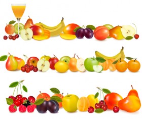 Shiny fruits design vector background 03