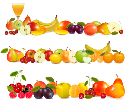 Shiny fruits design vector background 03