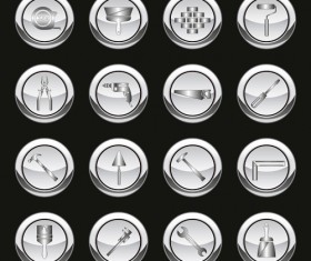 Silver tools icons vector set