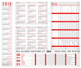 Simple 2016 grid calendar vector