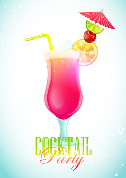 Simple cocktails party poster vector material 01