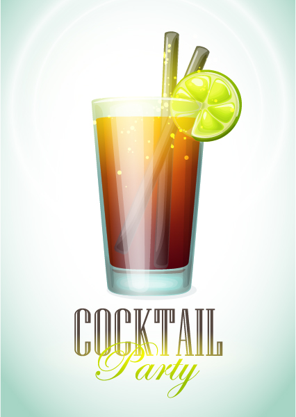 Simple cocktails party poster vector material 02
