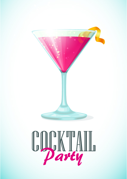 Simple cocktails party poster vector material 04