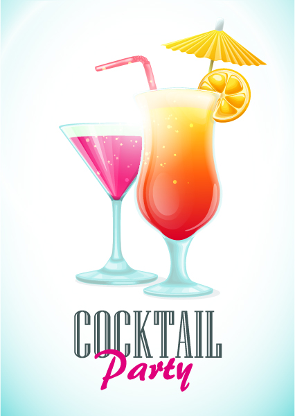 Simple cocktails party poster vector material 05